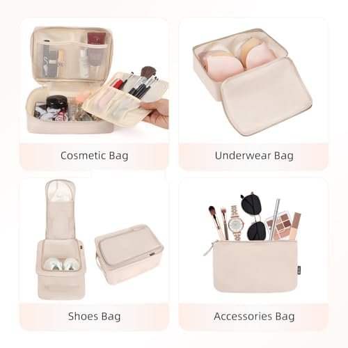 BAGAIL 8 Set Packing Cubes Luggage Packing Organizers for Travel Accessories-Cream - Image 3