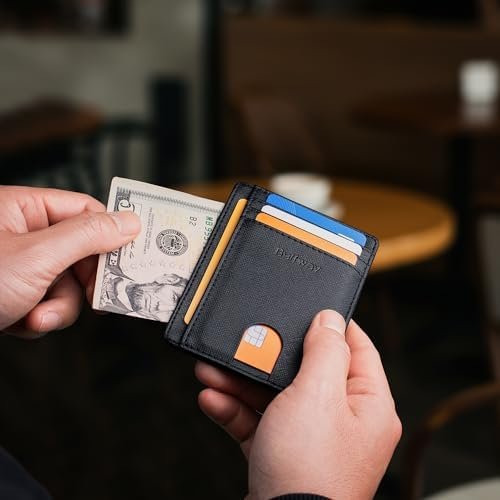 Buffway Slim Minimalist Front Pocket RFID Blocking Leather Wallets for Men and Women - Cross Black - Image 6