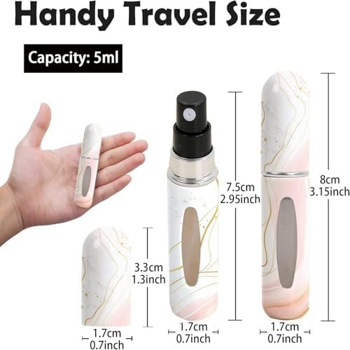 Perfume Travel Refillable Bottle– Portable Mini Sprayer,Empty Perfume Bottles with Unique Patterns,Refill Pump Case for Traveling and Outgoing,2 Pcs Pack of 5 ml(White and Pink) - Image 2