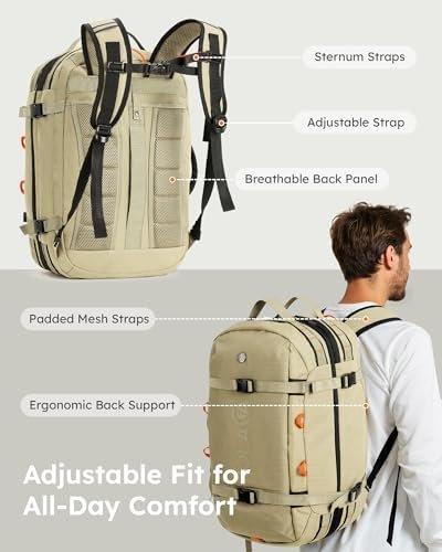Tolaccea Carry on Travel Backpack, Laptop Backpack Flight Approved Convertible Large Duffle Luggage Bag Daypack Work Business Rucksack Fits 16" Laptop for Men Women 3 Carrying Ways, 40L-50L Expandable - Image 8
