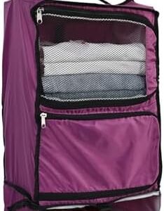 Surblue Hanging Shelves Travel Compression Packing Cube for Carry-on Luggage Suitcase Collapsible Transformable Garment Closet Organizers Large Capacity, Purple, XXL