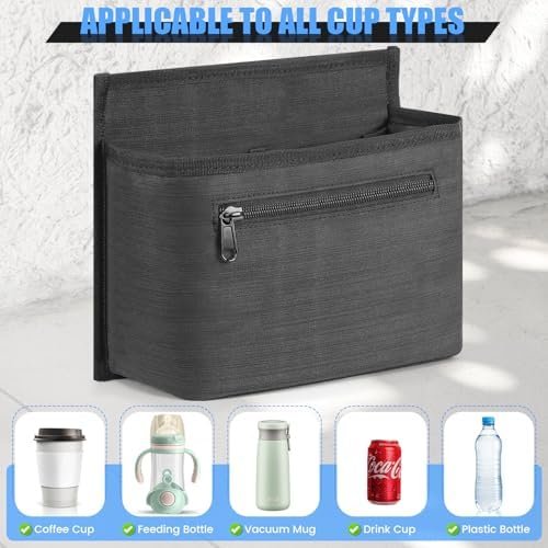 Luggage Travel Cup Holder Attachment for Suitcase Drink Carrier Caddy, Coffee Mug and Tumblers, Traveler Carry on Hands Free Accessory- Gifts for Flight Attendants Travelers Accessories- Black - Image 2