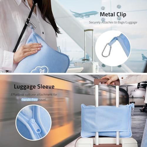 Travel Blanket, Ultra-Soft, Warm & Lightweight Travel Blanket Airplane with Bag, 65x40 in, Airplane Travel Essentials for Women, Men & Kids, Included Eye Mask, Luggage Sleeve & Backpack Clip - Image 5