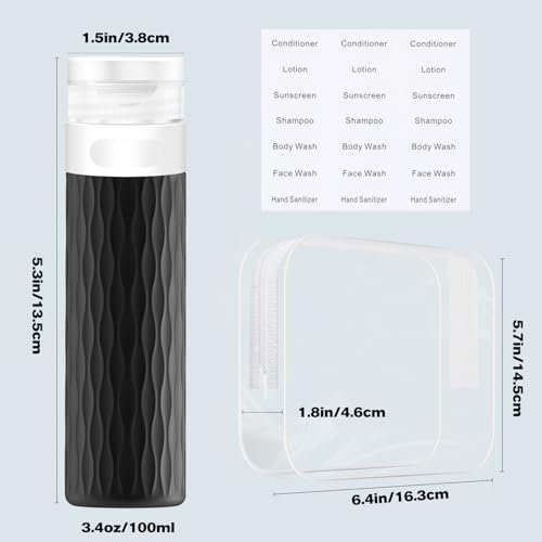 Travel Bottles for Toiletries, TSA Approved 3.4oz Travel Size Containers, BPA Free Leak Proof Silicone Traveling Bottles, Refillable Travel Essentials Kits for Shampoo Conditioner(4 Pack)-A - Image 4