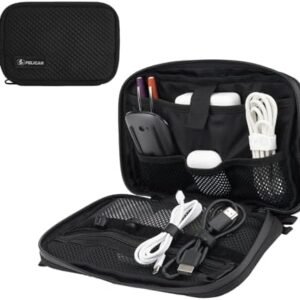 Pelican Electronic Organizer Travel Case - Portable Storage Bag with Multiple Storage Mesh Pockets for Cables, Chargers, Power Bank, AirPods - Cord Organizer and Airplane Travel Essentials Bag - Black