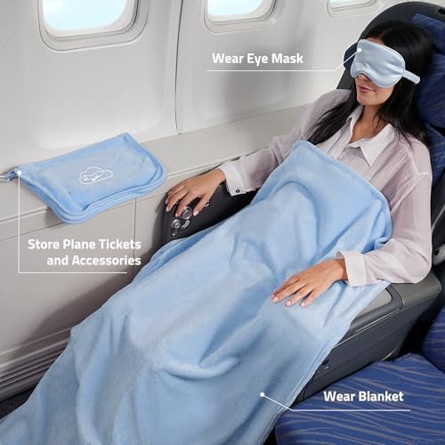 Travel Blanket, Ultra-Soft, Warm & Lightweight Travel Blanket Airplane with Bag, 65x40 in, Airplane Travel Essentials for Women, Men & Kids, Included Eye Mask, Luggage Sleeve & Backpack Clip - Image 4