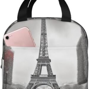 Eiffel Tower with Red Umbrella Lunch Bag for Women Men Insulated Lunch Box Reusable Lunch Tote Bags Leakproof Lunchbox Large Capacity Food Container for Work, Travel, Outdoor