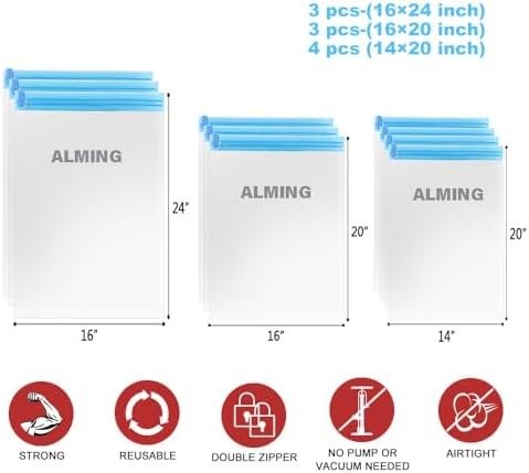 Compression Bags - Travel Accessories - 10 Pack Space Saver Bags - No Vacuum or Pump Needed - Vacuum Storage Bags for Travel Essentials - Home Packing-Organizers (Blue) - Image 4