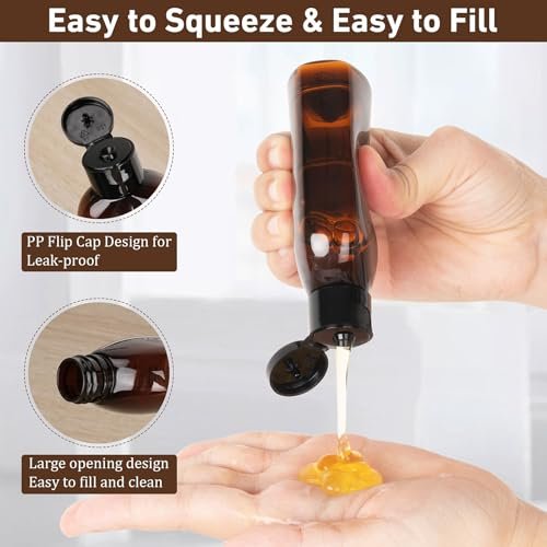 Travel Kit - 10 Pcs Travel Bottles for Toiletries, TSA Approved, Leak Proof Plastic Small Cream Jars & Refillable Spray Bottle for Shampoo, Conditioner (Brown) - Image 3