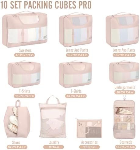 Veken 10 Set Packing Cubes for Travel, Beach Vacation Essentials Accessories for Cruise Ship, Suitcase Organizer Bags for Luggage with Hanging Toiletry & Shoe Bag, Birthday Gifts for Women Mom Her - Image 2