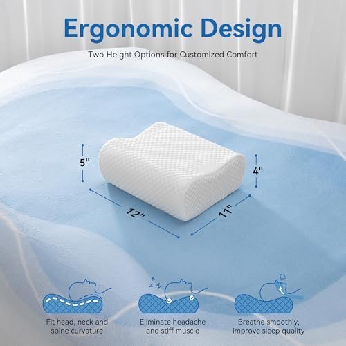 AM AEROMAX Travel Contour Memory Foam Pillow, Cervical Pillow for Neck Pain Relief, Neck Orthopedic Sleeping Pillows for Side, Back and Stomach Sleepers. - Image 3