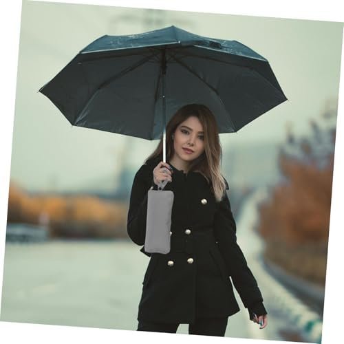 Toyvian Umbrella Bag Absorbent Microfiber Storage Pouch for Keychains Travel Umbrellas Compact Versatile Grey Design with Snap Closure - Image 5