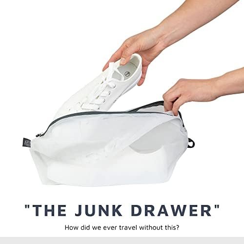 Large Packing Cube Set with See Through Mesh- Compression Packing Cubes Travel Organizers by TRIPPED Travel Gear (White) - Image 6