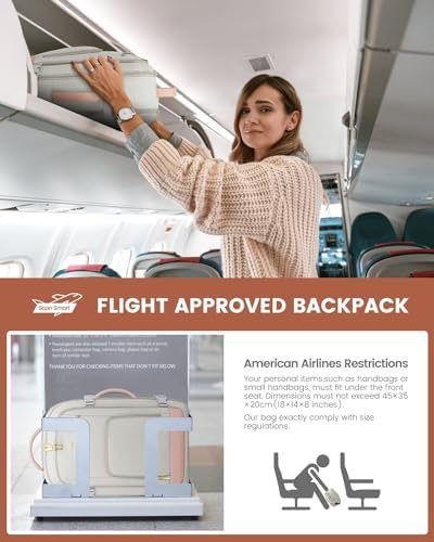 LOVEVOOK Travel Backpack For Women, 40L Carry On Backpack Flight Approved, TSA Personal Item Travel Bag Fits 17 Inch Laptop, Business Weekender Overnight Waterproof Daypack With 2 Cubes, Grey-Pink - Image 3