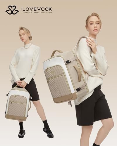 LOVEVOOK Large Travel Backpack for Women, TSA Carry on Backpack for Airplanes, 40L Personal Item Travel Bag for Women fits 17" Laptop,Waterproof Carry on Bag Airplane Approved with 3 Packing Cubes - Image 2