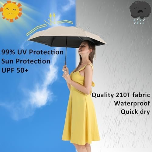 BAODINI Small UV Protection Travel Umbrella Compact for Rain and Sun UPF 50+ 41 inch Portable Umbrella for Women and Men - Image 2
