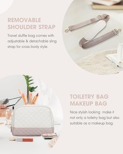 Travel Duffle Bag Weekender for Women: Travel Duffel Bag Carry-On Overnight Bag with Shoe Compartment & Wet Pocket Large Weekend Tote Bag withGym Duffel Bag for Hospital Beige - Image 4