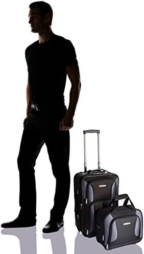 Rockland Fashion Softside Upright Luggage Set, Black/Gray, 2-Piece (14/19) - Image 7