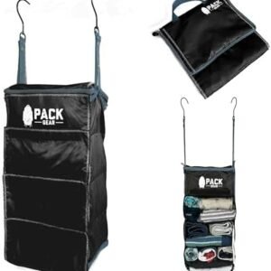 Pack Gear Hanging Luggage Organizer - Our Carry On Closet Insert Fits Any Carry-On - Our Hanging Luggage Organizer Uses Velcro to Allow Quick Access to your Clothes (Solid Black)