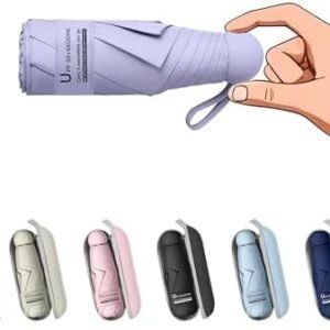 BAODINI Travel Mini Umbrella for Purse With Case Small Compact UV Sun Protection Sun Lightweight Tiny Pocket Manual Open Close Umbrella for Women Kids and Men