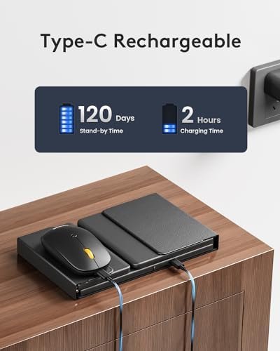 Foldable Keyboard and Mouse, Samsers Folding Bluetooth Keyboard Combo, 2.4G + BT5.0 x 2, Full-Size Portable Travel Keyboard & USB-C Rechargeable Wireless Mouse for iOS Android Windows Mac OS - Image 7