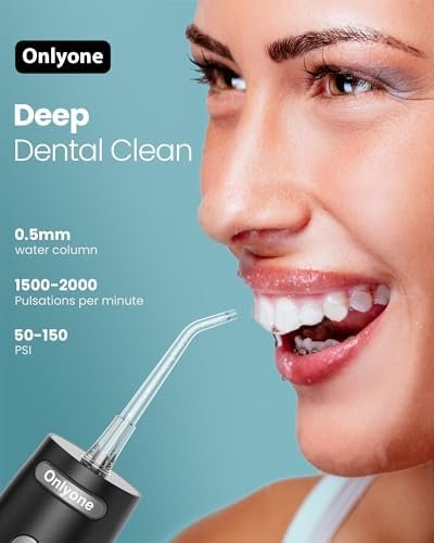 Onlyone Water Dental Flosser Pick for Teeth, 300ML Portable Oral Irrigator, Rechargeable Travel Irrigation Cleaner, Professional Electric Flossing Machine Birthday Gifts for Women,Mom,Girlfriend Pink - Image 2
