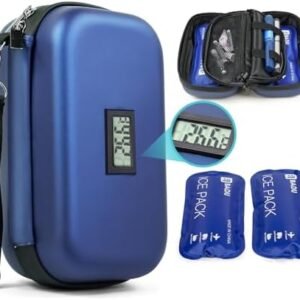 Insulin Cooler Travel Case TSA Approved Medication Diabetic Cooler for Travel with Temperature Display Refrigerated Medicine Organizer Bag with 2 Ice Pack