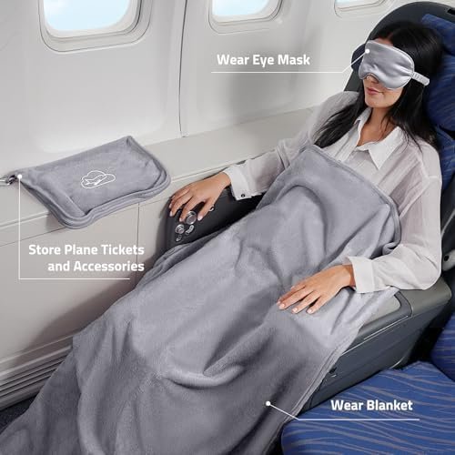 Travel Blanket, Ultra-Soft, Warm & Lightweight Travel Blanket Airplane with Bag, 65x40 in, Airplane Travel Essentials for Women, Men & Kids, Included Eye Mask, Luggage Sleeve & Backpack Clip - Image 4