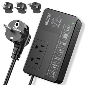 1600W 220V to 110V Voltage Converter, Power Any American Appliances in 220-250V, Plug & Play, No Limitations, Universal Power Plug Adapter Voltage Converter US to Europe International Travel