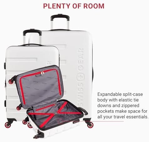 SwissGear 7366 Hardside Expandable Luggage with Spinner Wheels, White, 3-Piece Set (19/23/27) - Image 6