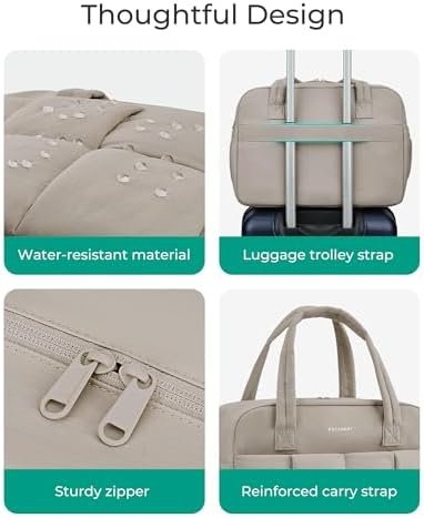 BAGSMART Gym Bag for Women, Small Personal Item Travel Bag Puffy Duffle Bag, Weekender Overnight Bag Hospital Diaper Bag Carry On Tote Bag for Travel, Gym, Camel - Image 6