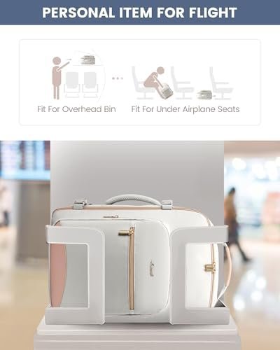 LOVEVOOK Travel Backpack for Women & Men 40L,Airline Approved Carry On Backpack Travel Essentials,TSA Carry on Luggage,Waterproof Personal Item Travel Bag,Suitcase with 3 Packing Cubes,Light gray-Pink - Image 6
