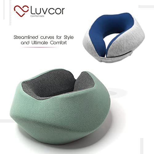 Premium Quality Memory Foam Travel Neck Pillow Bundle - Best Ergonomic Pillow for Airplane Travel, car Ride, Sleeping. Comes with Eye mask, earplugs and Storage Bag. (Imperial Green) - Image 8
