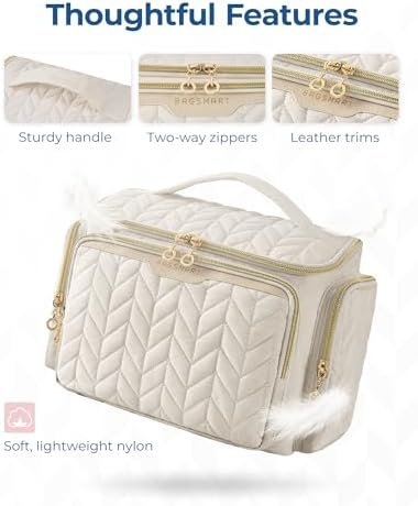 BAGSMART Travel Toiletry Bag, Large Wide-open Travel Bag for Toiletries, Makeup Cosmetic Travel Bag with Handle-Black - Image 5