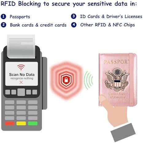 TOURSUIT RFID Passport and Vaccine Card Holder Combo, Travel Document Case Cover, Leather Wallet Organizer Women with Vax Vaccination Protector Slot (Rose Gold) - Image 5