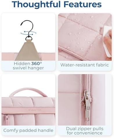 BAGSMART Travel Toiletry Bag, Extra Large Full-open Hanging Toiletry Bag for Women, Puffy Cosmetic Makeup Bag Organizer with Handle for Accessories, Essentials, Toiletries (Brown) - Image 6