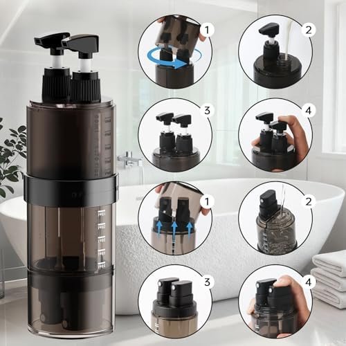 Chuya Travel Bottles for Toiletries 2 IN 1 Design Detachable,Travel Essentials Bottles for Shampoo,Body Wash,Lotion,Refillable Toiletries Bottle for Vacation,Business Trip,Gym,TSA Approved&Leak Proof - Image 6