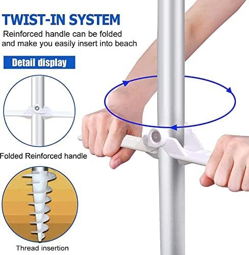 AMMSUN 6.5ft Twice Folded Portable beach umbrella with Sand Anchor Windproof Tilt Pole Air vent UPF 50+ Protection Fits in a large Suitcase Compact For Travel Patio Garden Pool Backyard Sky Blue - Image 6