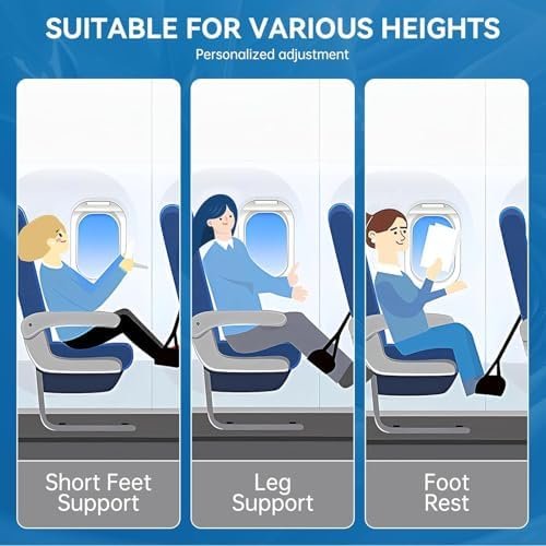 Plane Foot Hammock for Travel, Adjustable Airplane Foot Rest for Long Flights, Portable Leg Hammock for Airplane, Essential Travel Accessories, 2 Pack, Black - Image 2