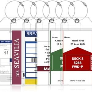 6 Pack Luggage Tags Travel Essentials & Cruise Essentials for NCL, Princess, Carnival, Royal Caribbean & Celebrity Cruise Ships by SEAVILIA