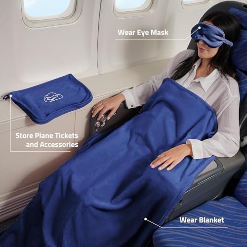 Travel Blanket, Ultra-Soft, Warm & Lightweight Travel Blanket Airplane with Bag, 65x40 in, Airplane Travel Essentials for Women, Men & Kids, Included Eye Mask, Luggage Sleeve & Backpack Clip - Image 4