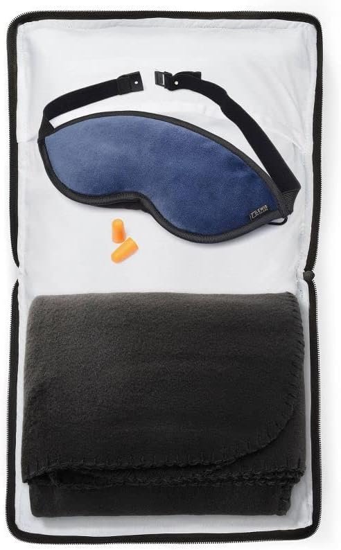 Lewis N. Clark Ultimate Comfort Set + Portable Travel Kit for Airplane, Includes Inflatable Pillow + Zippered Carrying Case, Cozy Fleece Blanket, Eye Mask for Sleeping & Foam Ear Plugs, Navy - Image 5