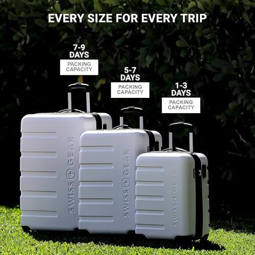 SwissGear 7366 Hardside Expandable Luggage with Spinner Wheels, White, 3-Piece Set (19/23/27) - Image 5