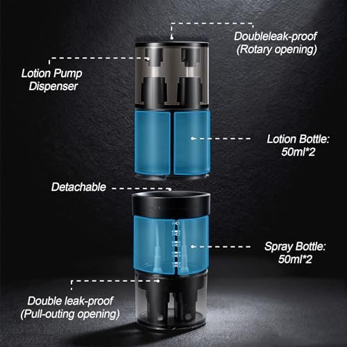 Chuya Travel Bottles for Toiletries 2 IN 1 Design Detachable,Travel Essentials Bottles for Shampoo,Body Wash,Lotion,Refillable Toiletries Bottle for Vacation,Business Trip,Gym,TSA Approved&Leak Proof - Image 3