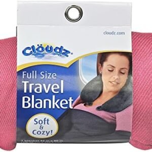 Cloudz Cozy Compact Airplane Travel Blanket for Your Flight, Car, Camping, Home or Comforting Warmth Anywhere! - Light Pink