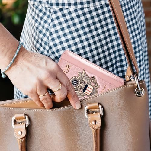 TOURSUIT RFID Passport and Vaccine Card Holder Combo, Travel Document Case Cover, Leather Wallet Organizer Women with Vax Vaccination Protector Slot (Rose Gold) - Image 6