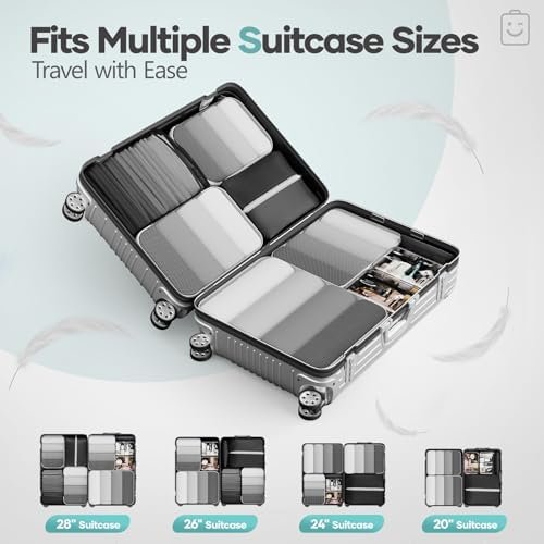 Veken 9/11 Set Compression Packing Cubes for Travel Essentials,Compressible Expandable Large Luggage Suitcase Organizer Bags for Clothing,Durable Space Saver Storage Bags with Toiletry Bags(Black) - Image 8