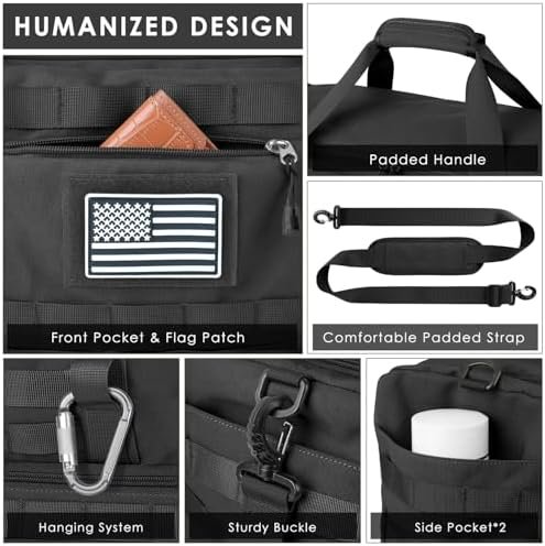 ETRONIK Travel Bag for Men Women, Gym Bag & Tactical Duffle Bags for Travel, Carry on with Toiletry Bag and Shoe Compartment, Weekender Overnight Trip with Wet Pocket for Workout Medical, Black - Image 3