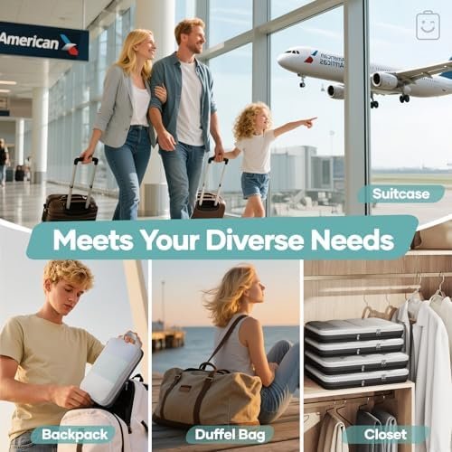 Veken 9/11 Set Compression Packing Cubes for Travel Essentials,Compressible Expandable Large Luggage Suitcase Organizer Bags for Clothing,Durable Space Saver Storage Bags with Toiletry Bags(Black) - Image 9