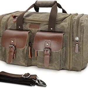 Wildroad Waxed Canvas Duffle Bag - 50L Waterproof Weekender Overnight Travel Bag